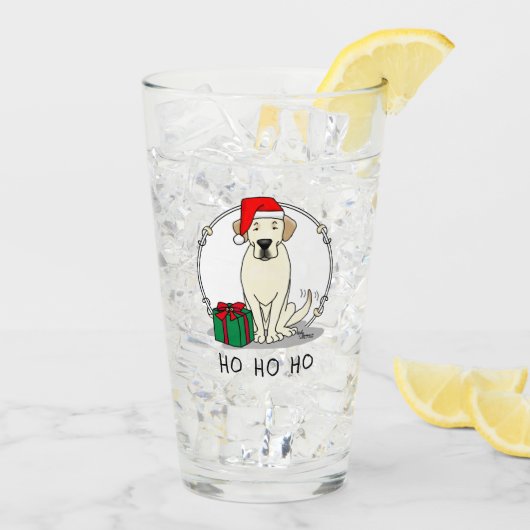 Weihnachts-Weihnachtsgelb-Labrador Niedlich Glas (Rückseite Ice)