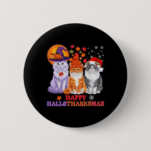 Weihnachts-Weihnachtsgeschenk für Katzen Halloween Button (Vorderseite)