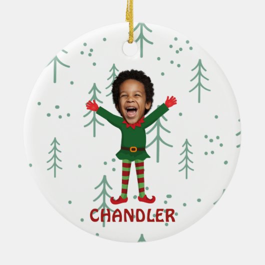 Weihnachts-Weihnachtsgeschenk für Kinder und Name Keramik Ornament (Hinten)