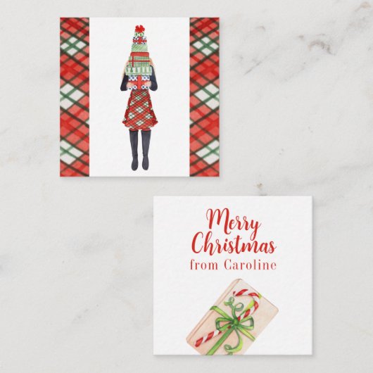 Weihnachts-Weihnachtsgeschenk für Wasserfarben Mitteilungskarte (Vorne/Hinten)