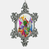 Weihnachts-Weihnachtsgeschenk Gnome Cartoon Schneeflocken Zinn-Ornament (Links)