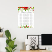 Weihnachts-Weihnachtsgeschenk Poinsettia Sitzplan Poster (Heimbüro)