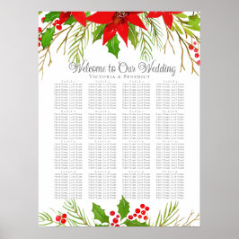 Weihnachts-Weihnachtsgeschenk Poinsettia Sitzplan Poster