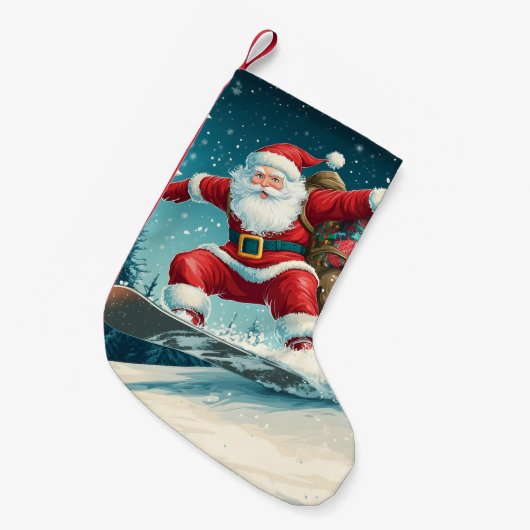 Weihnachts-Weihnachtsgeschenke auf Snowboard Kleiner Weihnachtsstrumpf (Vorderansicht (hängend))