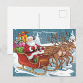 Weihnachts-Weihnachtsgeschenke und Rentier auf dem Postkarte (Vorne/Hinten)