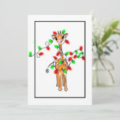 Weihnachts-Weihnachtsgiraffe, grünes rotes Tinkell Feiertagskarte (Stehend Vorderseite)