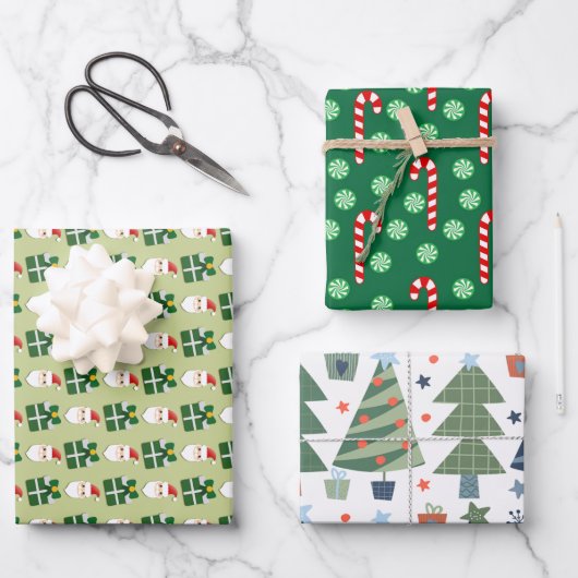 Weihnachts-Weihnachtsgrün Geschenkpapier Set (Vorderseite)