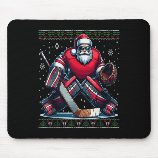 Weihnachts Weihnachtshockey Goalie Ugly Weihnachte Mousepad (Vorne)
