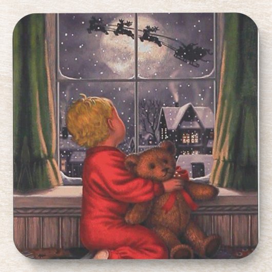 Weihnachts-Weihnachtsjunge auf Weihnachten Untersetzer (Vorderseite)