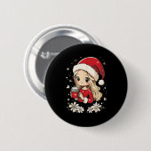 Weihnachts-Weihnachtskaffee Blume Kinder Santa Wom Button (Vorne & Hinten)