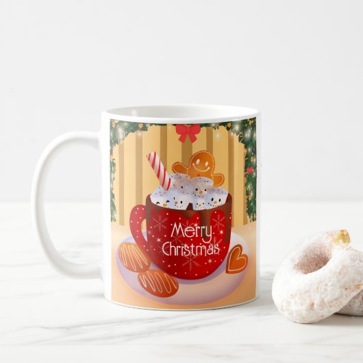 Weihnachts-Weihnachtskalender Kaffeetasse (Mit Donut)