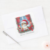 Weihnachts-Weihnachtskalender Quadratischer Aufkleber (Umschlag)