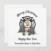 Weihnachts-Weihnachtskarte des Feuerwehrmanns Feiertagskarte (Vorne/Hinten)