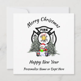 Weihnachts-Weihnachtskarte des Feuerwehrmanns Feiertagskarte