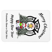 Weihnachts-Weihnachtskarte des Feuerwehrmanns Magnet (Horizontal)