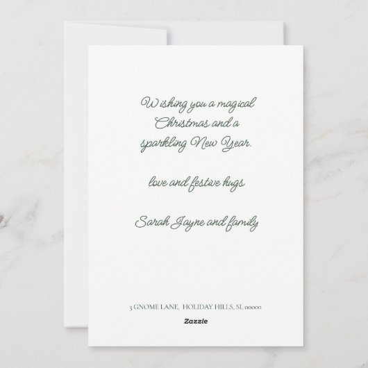 Weihnachts-Weihnachtskarte Feiertagskarte (Rückseite)