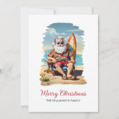 Weihnachts-Weihnachtskarte für das Surfen in Santa Feiertagskarte (Vorderseite)