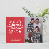 Weihnachts-Weihnachtskarte in Rot und Weiß Sterne Einladung (Stehend Vorderseite)
