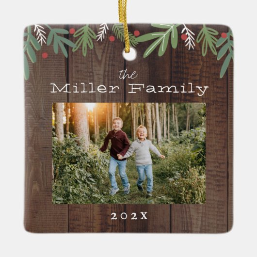 Weihnachts-Weihnachtskarte Keramikornament (Vorderseite)