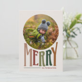 Weihnachts-Weihnachtskarte Merry und Retro (Stehend Vorderseite)