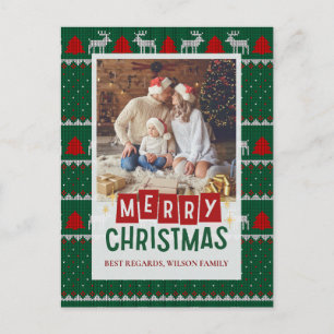 Weihnachts-Weihnachtskarte mit geneigtem Pullover Feiertagspostkarte