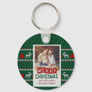 Weihnachts-Weihnachtskarte mit geneigtem Pullover Schlüsselanhänger