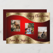 Weihnachts-Weihnachtskarte mit goldener Glittergre Feiertagskarte (Vorne/Hinten)