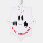 Weihnachts-Weihnachtskarte mit Neugier Augen Ornament Karte (Linke Ecke)