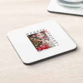 Weihnachts-Weihnachtskarte Moderne Drehbuchaufenth Getränkeuntersetzer (Linke Seite)