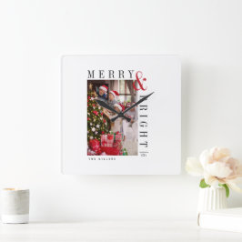 Weihnachts-Weihnachtskarte Moderne Drehbuchaufenth Quadratische Wanduhr