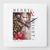Weihnachts-Weihnachtskarte Moderne Drehbuchaufenth Quadratische Wanduhr (Vorderseite)