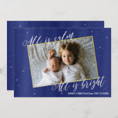 Weihnachts-Weihnachtskarte, Navy Blue Gold Feiertagskarte (Vorne/Hinten)