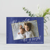 Weihnachts-Weihnachtskarte, Navy Blue Gold Feiertagskarte (Stehend Vorderseite)