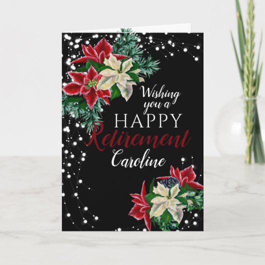Weihnachts-Weihnachtskarte Poinsettia Black Card Karte (Vorderseite)