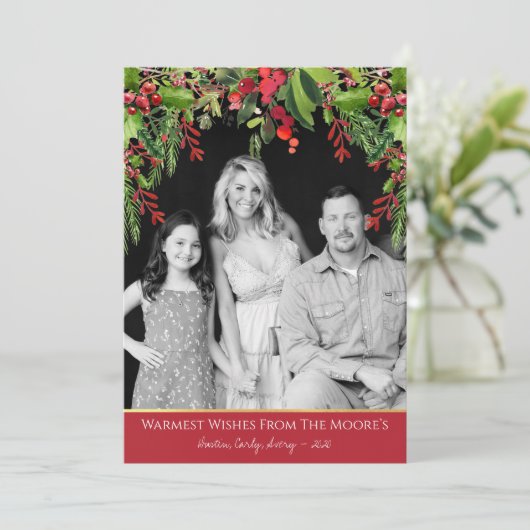 Weihnachts-Weihnachtskarte von Fresh Garland Karte (Stehend Vorderseite)