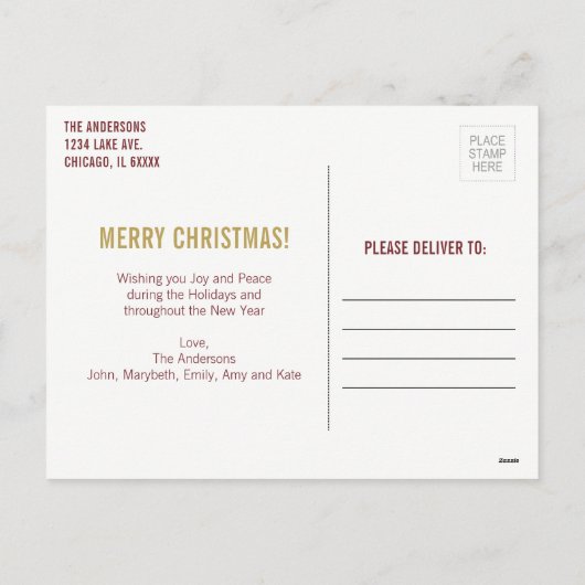 Weihnachts-Weihnachtskarten Feiertagspostkarte (Rückseite)