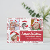 Weihnachts-Weihnachtskarten rot und weiß Einladung (Stehend Vorderseite)