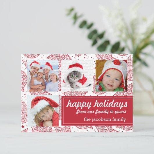 Weihnachts-Weihnachtskarten rot und weiß Einladung (Stehend Vorderseite)