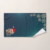Weihnachts-Weihnachtskatze-Weihnachtsmannmütze, Sc Badhandtuch Set (Handtuch)