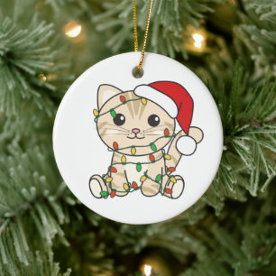 Weihnachts-Weihnachtskatzen Keramik Ornament