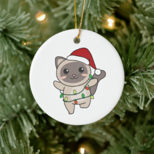 Weihnachts-Weihnachtskatzen Keramik Ornament