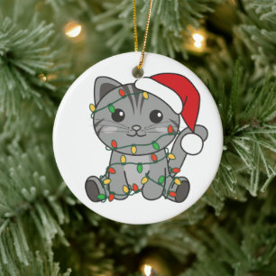 Weihnachts-Weihnachtskatzen Keramik Ornament