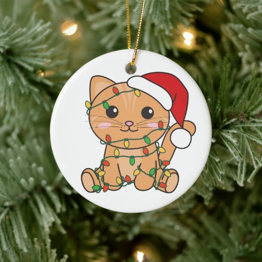 Weihnachts-Weihnachtskatzen Keramik Ornament (Baum)