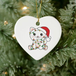 Weihnachts-Weihnachtskatzen Keramik Ornament