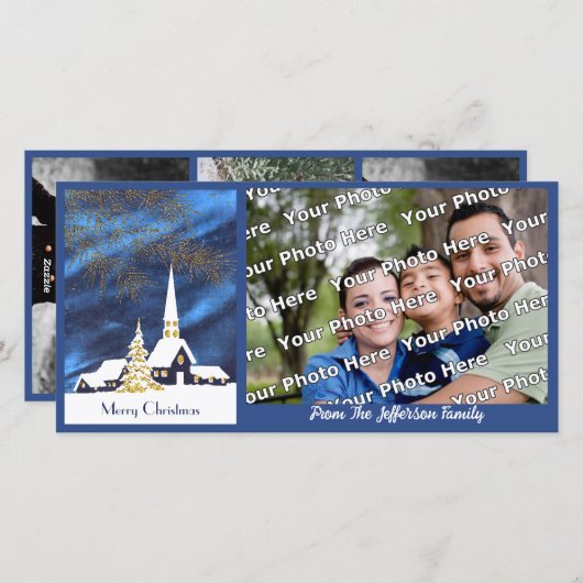 Weihnachts-Weihnachtskirche Fotokarte Feiertagskarte (Vorne/Hinten)
