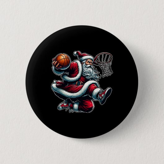 Weihnachts Weihnachtsklaus Dunking A Basketball Bo Button (Vorderseite)