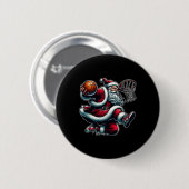 Weihnachts Weihnachtsklaus Dunking A Basketball Bo Button (Vorne & Hinten)