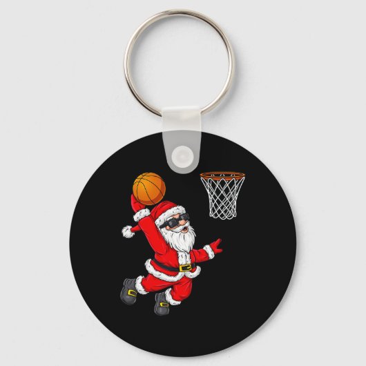 Weihnachts Weihnachtsklaus Dunking A Basketball Bo Schlüsselanhänger (Vorderseite)
