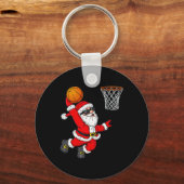 Weihnachts Weihnachtsklaus Dunking A Basketball Bo Schlüsselanhänger (Vorderseite)