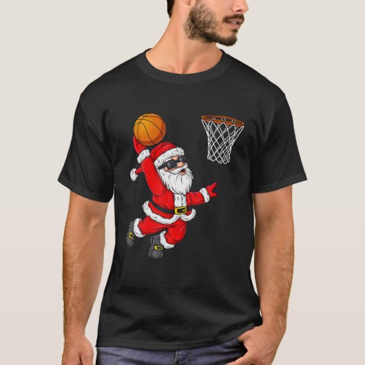 Weihnachts Weihnachtsklaus Dunking A Basketball Bo T-Shirt (Vorderseite)
